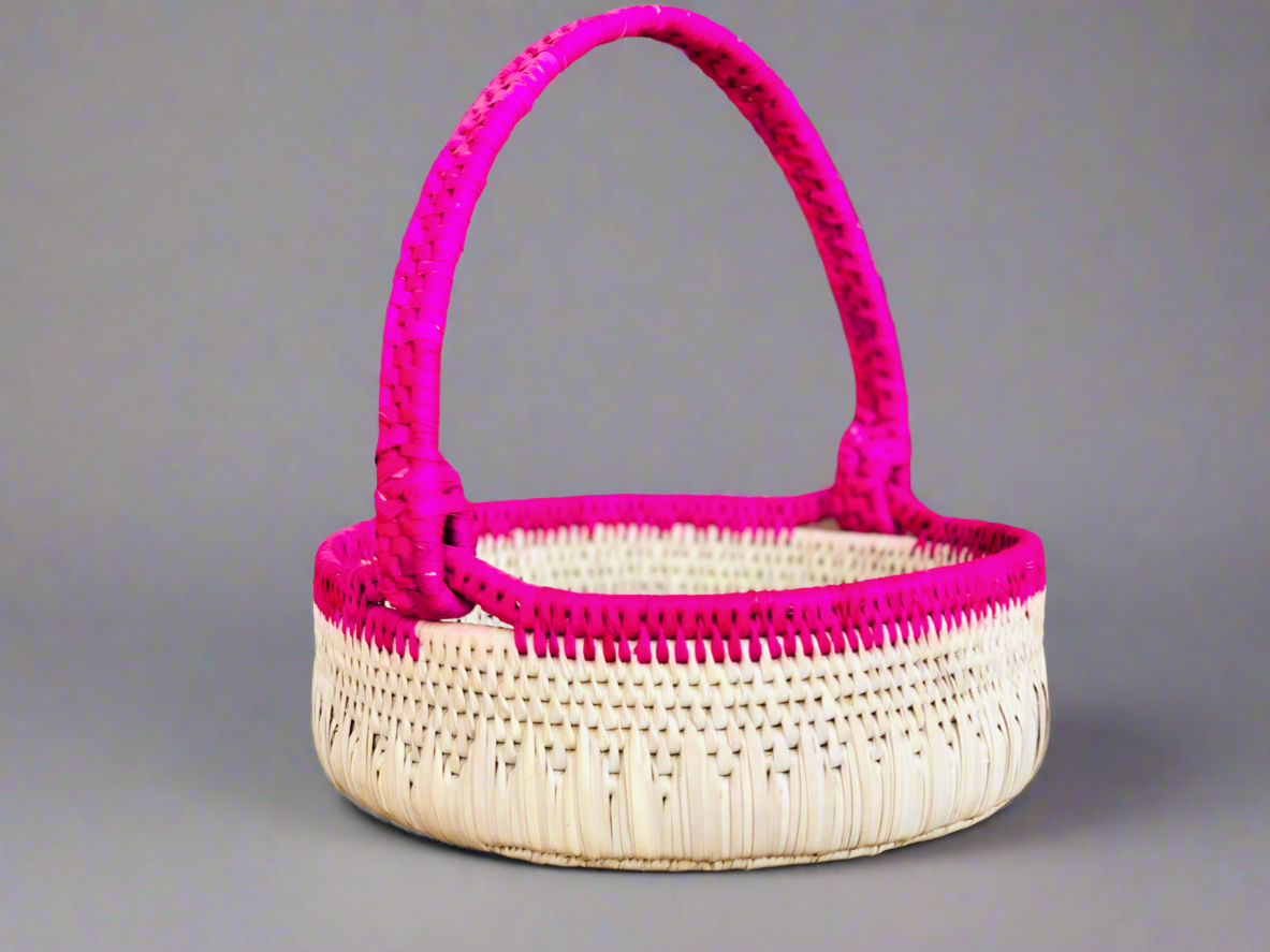 𝗥𝗼𝘂𝗻𝗱 𝗪𝗼𝘃𝗲𝗻 𝗣𝗮𝗹𝗺 𝗟𝗲𝗮𝗳 𝗕𝗮𝘀𝗸𝗲𝘁 𝘄𝗶𝘁𝗵 𝗛𝗮𝗻𝗱𝗹𝗲