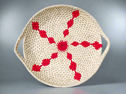 𝗛𝗮𝗻𝗱𝗺𝗮𝗱𝗲 𝗪𝗼𝘃𝗲𝗻 𝗥𝗼𝘂𝗻𝗱 𝗦𝗲𝗿𝘃𝗶𝗻𝗴 𝗧𝗿𝗮𝘆 𝘄𝗶𝘁𝗵 𝗛𝗮𝗻𝗱𝗹𝗲𝘀