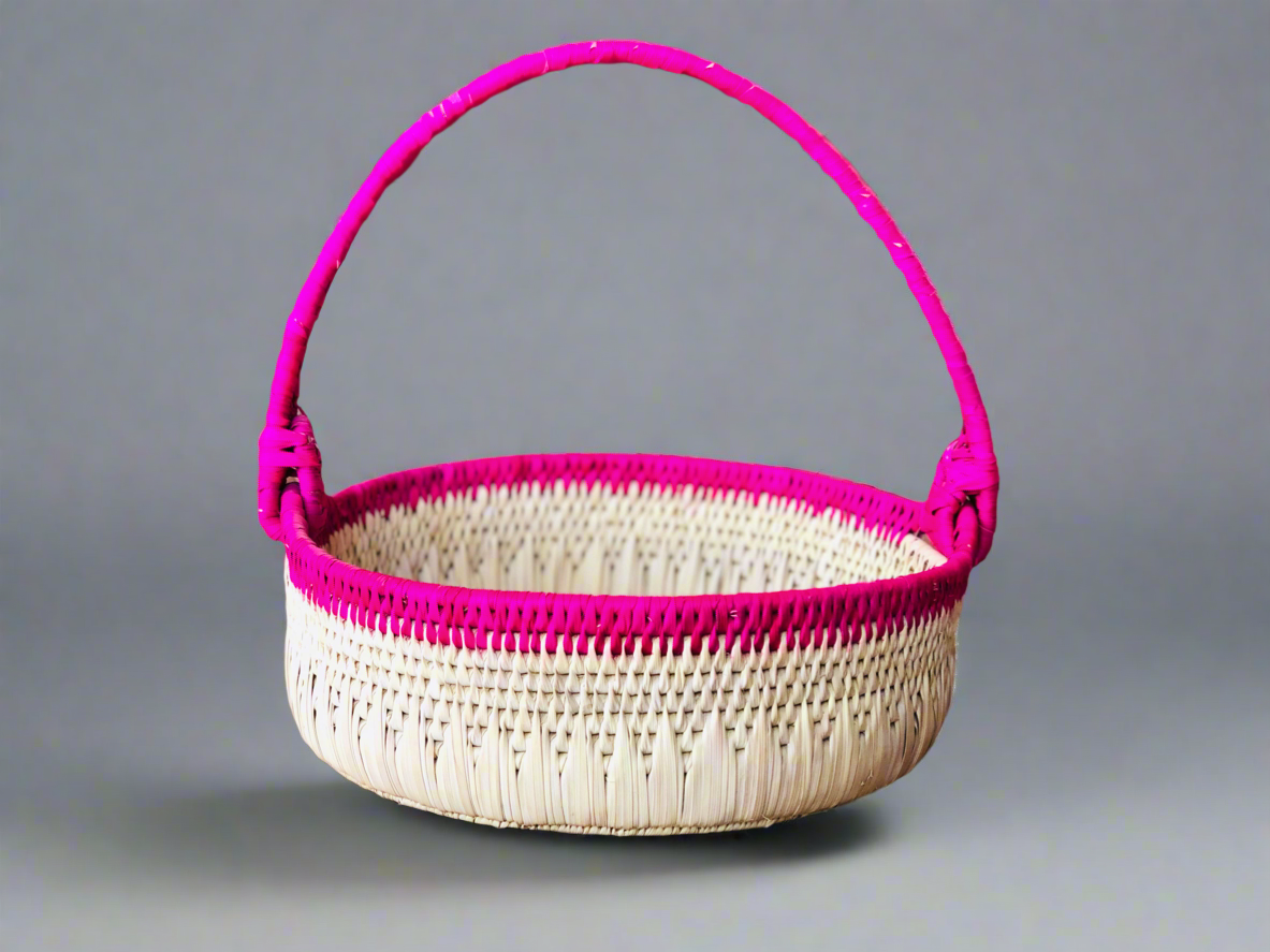 𝗥𝗼𝘂𝗻𝗱 𝗪𝗼𝘃𝗲𝗻 𝗣𝗮𝗹𝗺 𝗟𝗲𝗮𝗳 𝗕𝗮𝘀𝗸𝗲𝘁 𝘄𝗶𝘁𝗵 𝗛𝗮𝗻𝗱𝗹𝗲